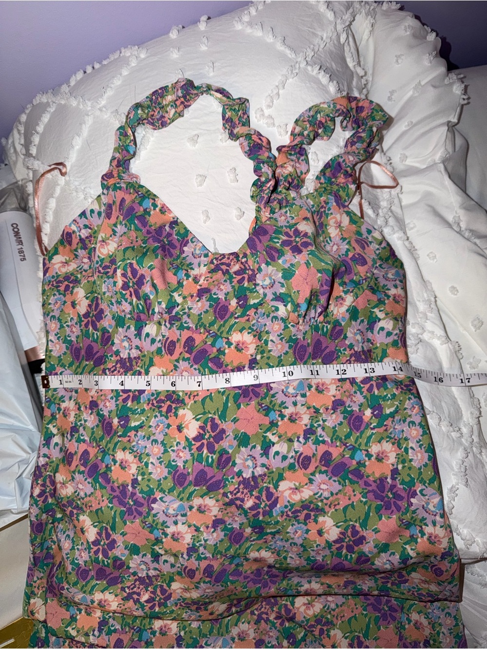 Astr Floral Halter Midi Dress in Purple, Green & Pink - Picture 4 of 6